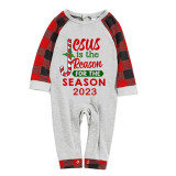 2023 Christmas Matching Family Pajamas Jesus Is The Reason For The Season Gray Pajamas Set
