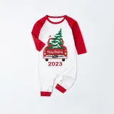 2023 Christmas Matching Family Pajamas Red Plaid Truck with Christmas Tree Red Pajamas Set With Baby Pajamas