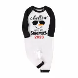 2023 Christmas Matching Family Pajamas Chillin With My Snowmies Sunglass Snowman Red Pajamas Set