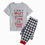 2023 Christmas Matching Family Pajamas Exclusive Design It Is Wonderful Time Gray Pajamas Set