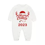 2023 Christmas Matching Family Pajamas Exclusive Design Merry Christmas Hat and Pendant Red Pajamas Set