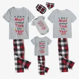 2023 Christmas Matching Family Pajamas Exclusive Design It Is Wonderful Time Gray Pajamas Set