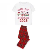 2023 Christmas Matching Family Pajamas Exclusive Design Chillin With My 3 Snowmies White Short Pajamas Set