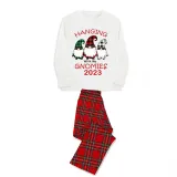 2023 Christmas Matching Family Pajamas Hanging With My Gnomies Gray Pajamas Set