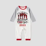 2023 Christmas Matching Family Pajamas Exclusive Design Wonderful Time Red Pajamas Set