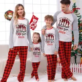 2023 Christmas Matching Family Pajamas Exclusive Design Wonderful Time Red Pajamas Set