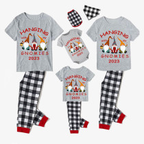 2023 Christmas Family Matching Pajamas Hanging With My Gnomies Gray Short Pajamas Set