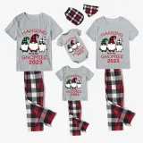2023 Christmas Matching Family Pajamas Hanging With My Gnomies Short Gray Plaids Pajamas Set