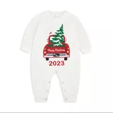 2023 Christmas Matching Family Pajamas Red Plaid Truck with Christmas Tree Red Pajamas Set With Baby Pajamas