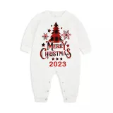 2023 Christmas Matching Family Pajamas Christmas Tree Gray Pajamas Set With Baby Bodysuit