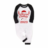 2023 Christmas Matching Family Pajamas Exclusive Design Merry Christmas Hat and Pendant Red Pajamas Set
