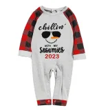 2023 Christmas Matching Family Pajamas Chillin With My Snowmies Sunglass Snowman White Pajamas Set