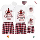 2023 Christmas Matching Family Pajamas Christmas Tree White Short Pajamas Set With Baby Bodysuit