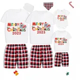 2023 Christmas Matching Family Pajamas Exclusive Design Wonderful Time Short Pajamas Set