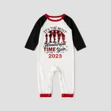 2023 Christmas Matching Family Pajamas Exclusive Design Wonderful Time Gray Pajamas Set