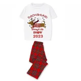 2023 Christmas Matching Family Pajamas Dachshund Through The Snow White Short Pajamas Set