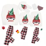 2023 Christmas Matching Family Pajamas Red Plaid Truck with Christmas Tree Red Pajamas Set With Baby Pajamas