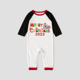 2023 Christmas Matching Family Pajamas Exclusive Design Cartoon Elephant Merry Christmas White Pajamas Set