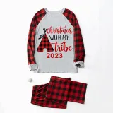 2023 Christmas Matching Family Pajamas Christmas With My Tribe Gray Pajamas Set