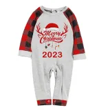 2023 Christmas Matching Family Pajamas Exclusive Design Merry Christmas Hat and Pendant Gray Pajamas Set