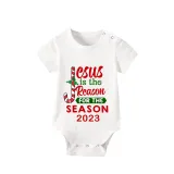 2023 Christmas Matching Family Pajamas Jesus Is The Reason For The Season Black Short Pajamas Set