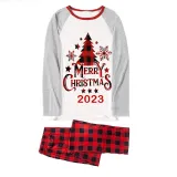 2023 Christmas Matching Family Pajamas Christmas Tree White Pajamas Set With Baby Bodysuit