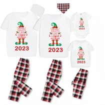 2023 Christmas Matching Family Pajamas Exclusive Design Naughty List Elf White Short Pajamas Set