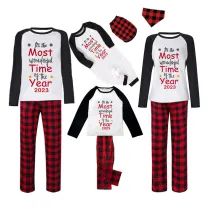 2023 Christmas Matching Family Pajamas Exclusive Design It Is Wonderful Time Red Pajamas Set