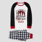 2023 Christmas Matching Family Pajamas Exclusive Design Wonderful Time Gray Pajamas Set
