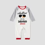 2023 Christmas Matching Family Pajamas Chillin With My Snowmies Sunglass Snowman Red Pajamas Set