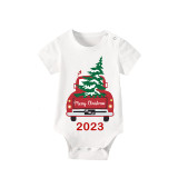 2023 Christmas Matching Family Pajamas Red Plaid Truck with Christmas Tree Black White Short Pajamas Set With Baby Pajamas