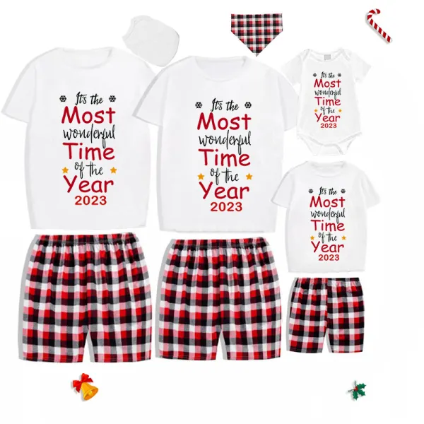 2023 Christmas Matching Family Pajamas Exclusive It Is Wonderful Time Short Pajamas Set