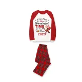 2023 Christmas Matching Family Pajamas Exclusive Design It is The Wonderful Time Red Pajamas Set