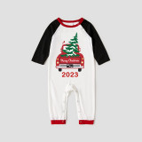 2023 Christmas Matching Family Pajamas Red Plaid Truck with Christmas Tree Gray Pajamas Set With Baby Pajamas