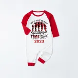 2023 Christmas Matching Family Pajamas Exclusive Design Wonderful Time Red Pajamas Set