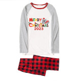 2023 Christmas Matching Family Pajamas Exclusive Design Cartoon Elephant Merry Christmas Red Pajamas Set