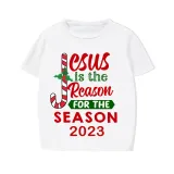 2023 Christmas Matching Family Pajamas Jesus Is The Reason For The Season Black Short Pajamas Set