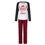 2023 Christmas Matching Family Pajamas Exclusive Design Merry Christmas Hat and Pendant Red Pajamas Set