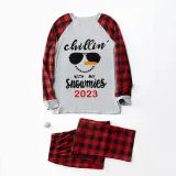 2023 Christmas Matching Family Pajamas Chillin With My Snowmies Sunglass Snowman White Pajamas Set
