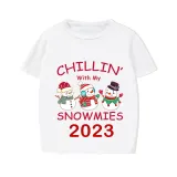 2023 Christmas Matching Family Pajamas Exclusive Design Chillin With My 3 Snowmies White Short Pajamas Set