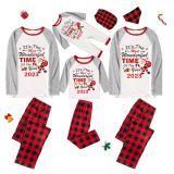 2023 Christmas Matching Family Pajamas Exclusive Design It is The Wonderful Time Red Pajamas Set