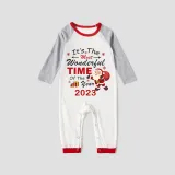 2023 Christmas Matching Family Pajamas Exclusive Design It is The Wonderful Time Red Pajamas Set