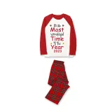 2023 Christmas Matching Family Pajamas Exclusive Design It Is Wonderful Time Red Pajamas Set