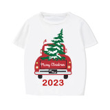 2023 Christmas Matching Family Pajamas Red Plaid Truck with Christmas Tree White Short Pajamas Set With Baby Pajamas
