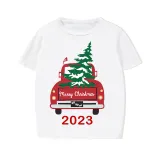 2023 Christmas Matching Family Pajamas Red Plaid Truck with Christmas Tree White Short Pajamas Set With Baby Pajamas