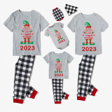 2023 Christmas Matching Family Pajamas Exclusive Design Naughty List Elf Gray Short Pajamas Set