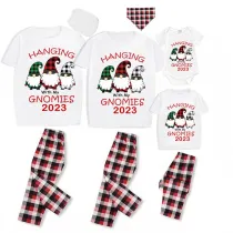 2023 Christmas Matching Family Pajamas Hanging With My Gnomies White Short Pajamas Set