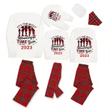 2023 Christmas Matching Family Pajamas Exclusive Design Wonderful Time Gray Pajamas Set
