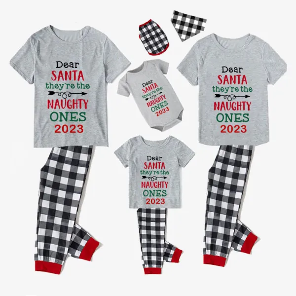 2023 Christmas Matching Family Pajamas They Are the Naughty Ones Gray Short Pajamas Set With Baby Pajamas