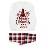 2023 Christmas Matching Family Pajamas Christmas Tree White Pajamas Set With Baby Bodysuit